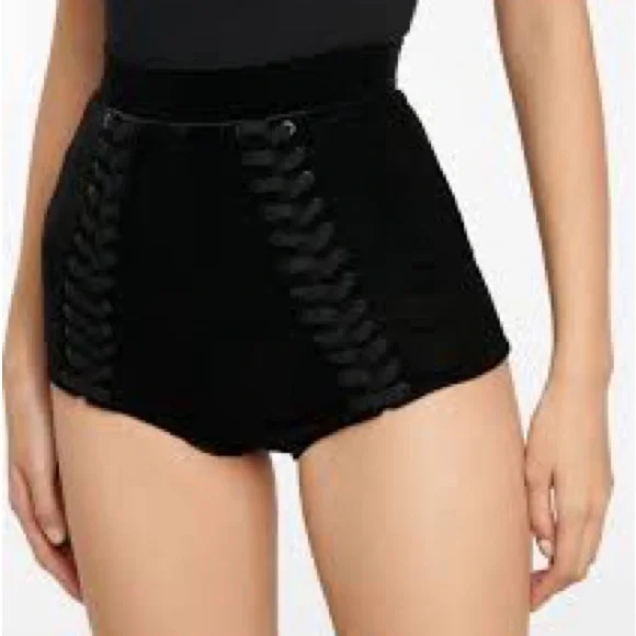 Alex Perry Nixon high-rise velvet hot shorts. Black High-Waisted. Size 6 (S/M)